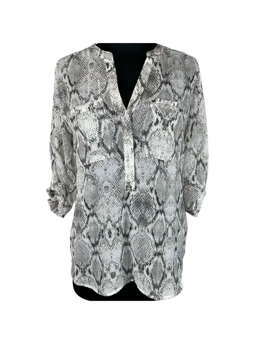 Apt. 9 Animal Print Snakeskin Pattern Sheer Popover Roll Tab Sleeves size 2X